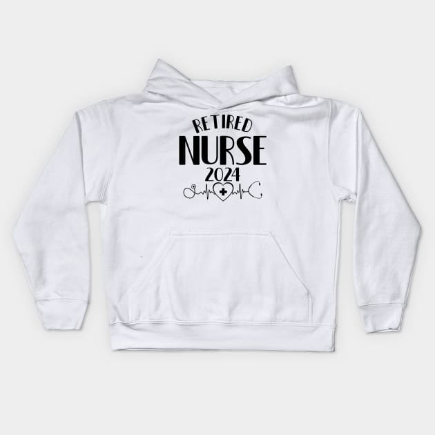 Retired Nurse 2024 Cute Nurse Retirement 2024 Kids Hoodie by Giftyshoop